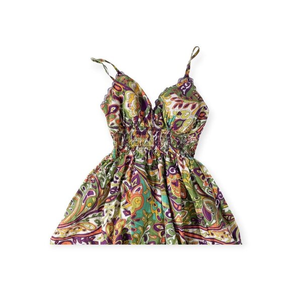 Shes Cool Vintage Y2K Floral Paisley Sundress Cotton Lined Adjustable Straps SZ - Picture 9 of 9